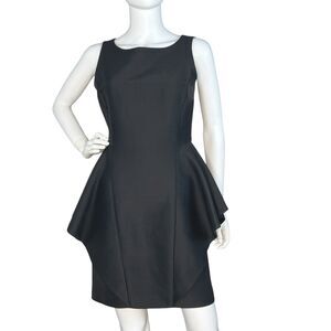 Halston Heritage Women's Size 6 Peplum Sheath Dress Sleeveless Black Cotton Silk